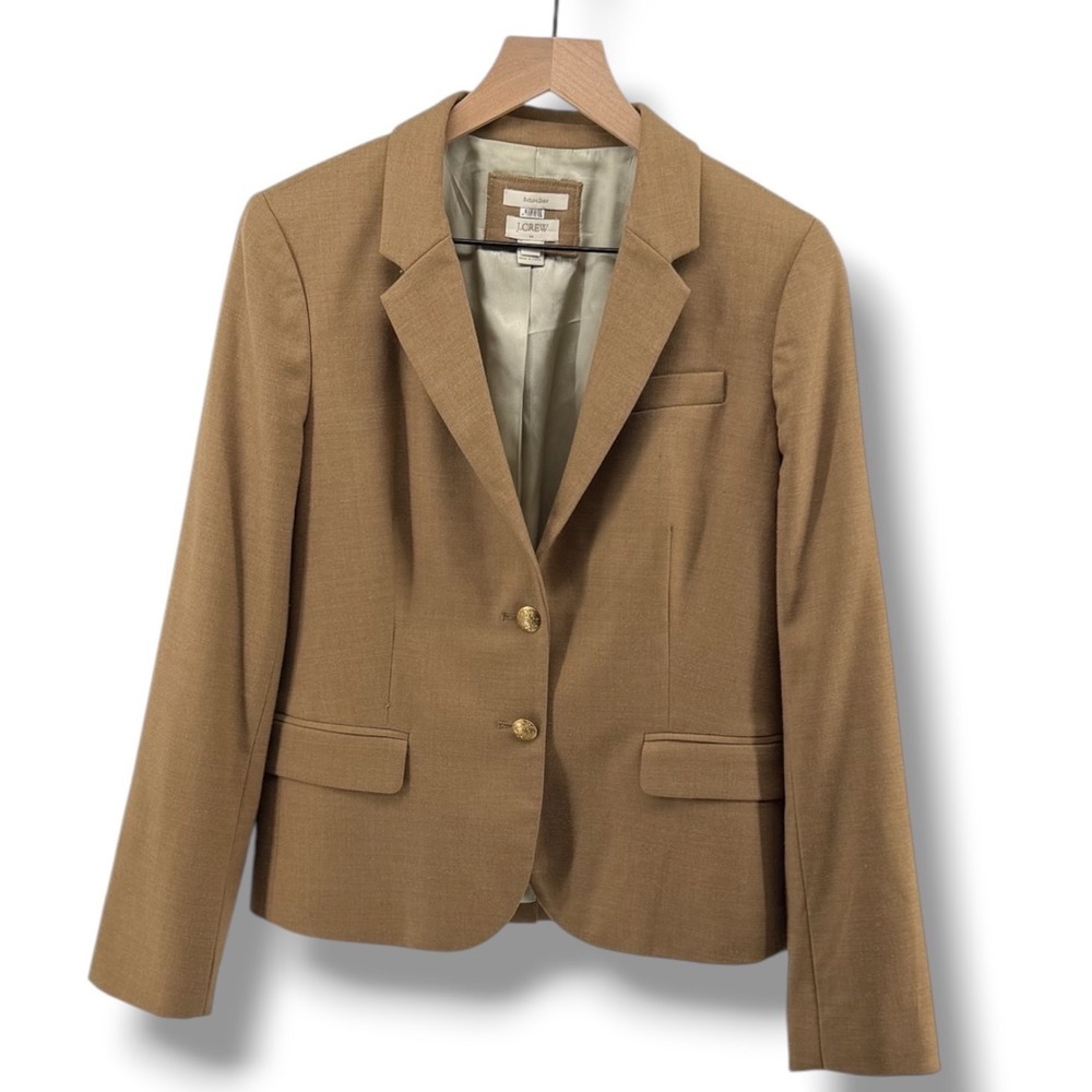J.Crew Schoolboy Blazer Womens 10 Brown Wool Blend Gold Button Preppy Classic